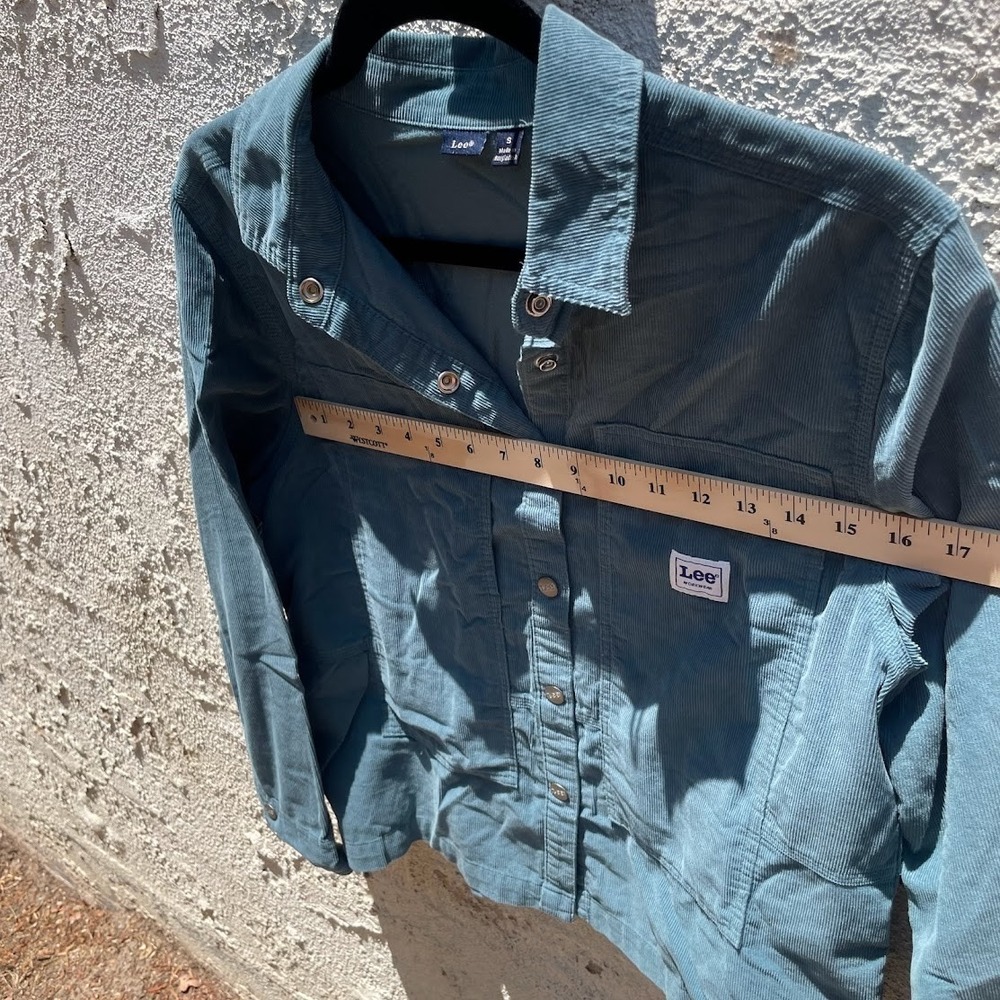 Lee Workwear Corduroy Chore Jacket Women's Small Blue Green Cotton Overshirt - Picture 8 of 8
